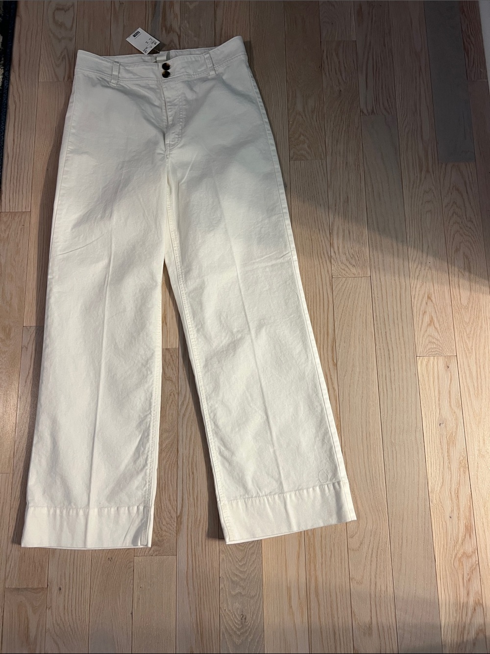 H&M Women's Wide-Leg Cream High-Rise Pants